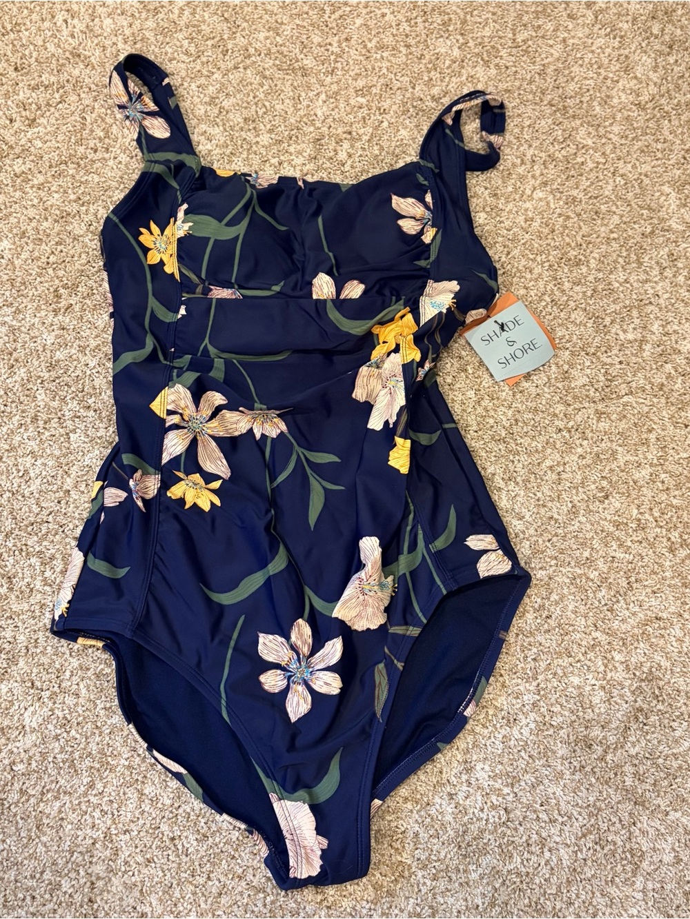 Shade & Shore Floral One Piece Swimsuit NWT Large 12-14